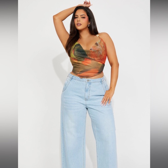 Fashion Nova Orange/Combo Mesh Halter Top 🧡 - Picture 7 of 8